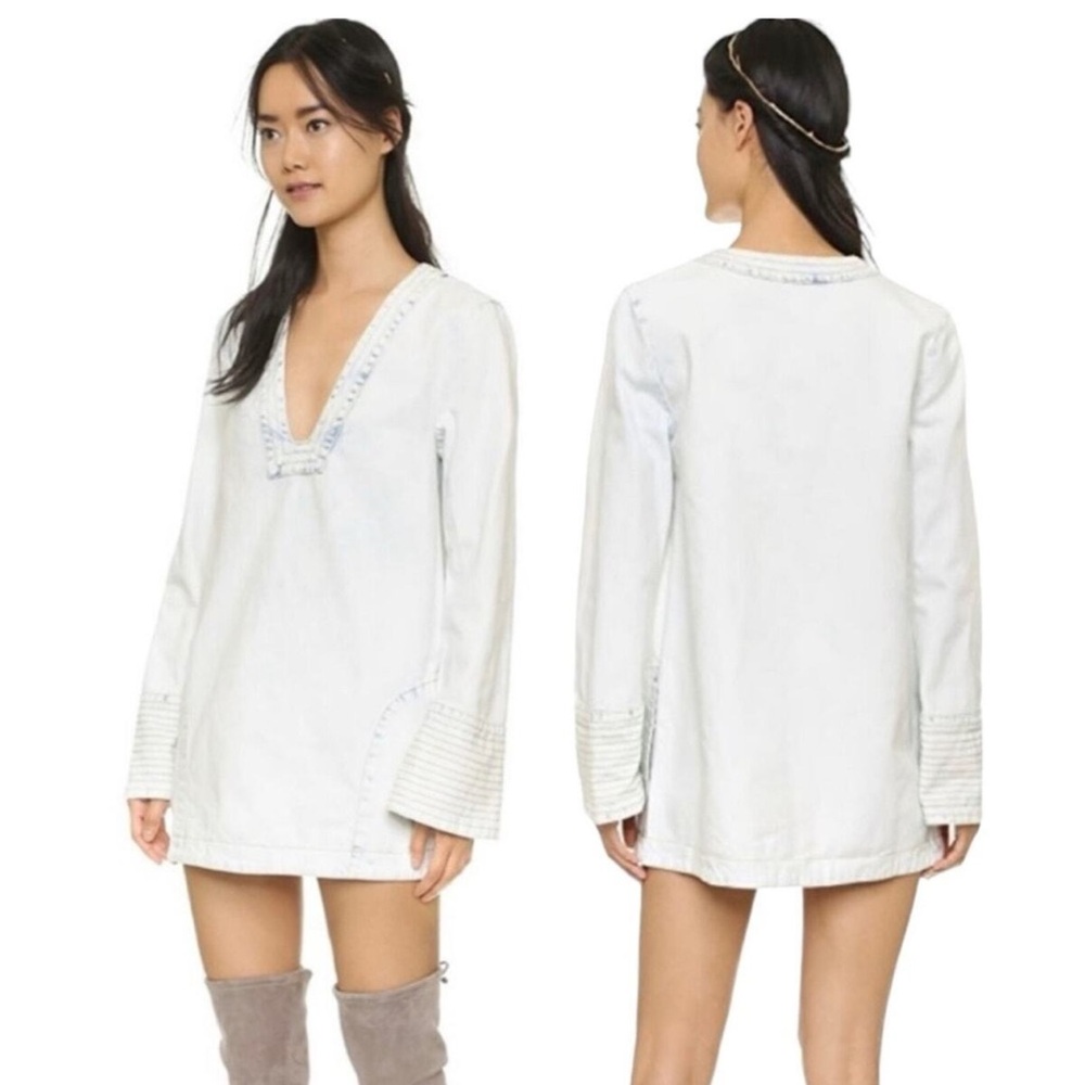 Free People Denim Long Sleeve Light Wash‎ Top S/P